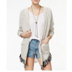 Free People Love Me Tender Cardigan Hooded Knit with Fringe
